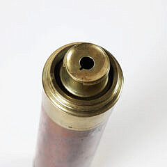 Antique Chadburn Brass and Wood Three Draw Spyglass on Tripod Stand, Made in London