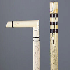 Two Whale Made Cane and Walking Stick, 19th Century