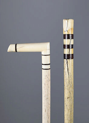 Two Whale Made Cane and Walking Stick, 19th Century