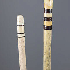Two Whaler Made Knob Grip Walking Stick and L-Grip Cane, 19th Century