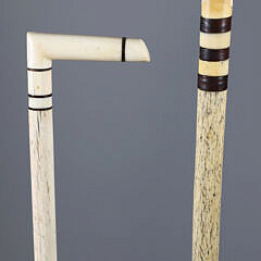 Two Whaler Made Knob Grip Walking Stick and L-Grip Cane, 19th Century