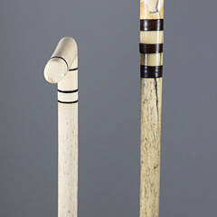 Two Whaler Made Knob Grip Walking Stick and L-Grip Cane, 19th Century