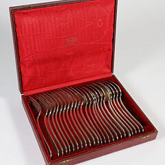 Case Set of "Apollo" French Silver Plated Tablespoons and Forks