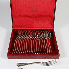 Case Set of “Apollo” French Silver Plated Tablespoons and Forks