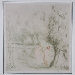 Alfred Muller (1869-1940) Limited Edition Color Etching “Baigneuses Sous Saules”