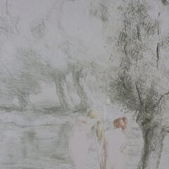 Alfred Muller (1869-1940) Limited Edition Color Etching “Baigneuses Sous Saules”