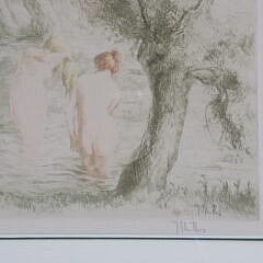 Alfred Muller (1869-1940) Limited Edition Color Etching “Baigneuses Sous Saules”
