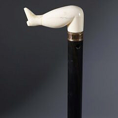 Whaler Made Naughty Nelly Walking Stick, 19th Century
