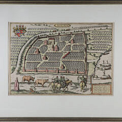 16th Century Colored Engraving of Moscow by Braun and Hogenberg.