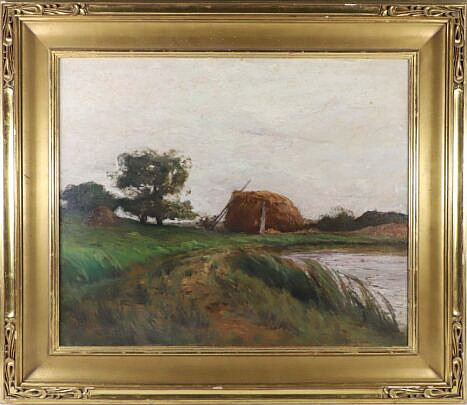 Franklin B. De Haven Oil on Canvas "French Landscape" 1897