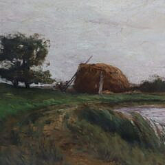 Franklin B. De Haven Oil on Canvas “French Landscape” 1897