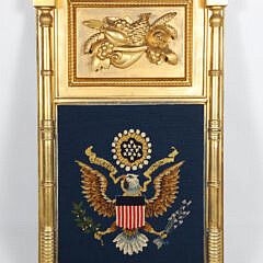 American Empire Carved and Gilt Needlepoint Picture