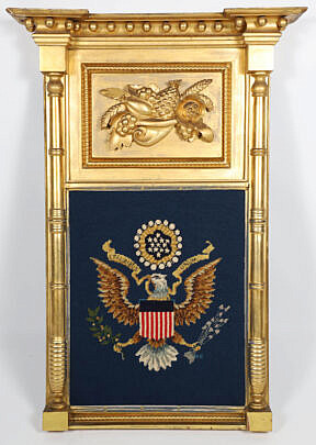 American Empire Carved and Gilt Needlepoint Picture