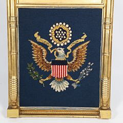 American Empire Carved and Gilt Frame with Needlepoint Textile, 19th Century