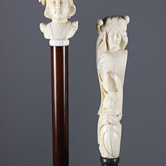 69-7000 Two Female Carved Grip Walking Sticks A 6199 JPG