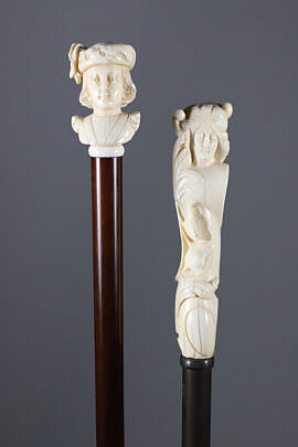69-7000 Two Female Carved Grip Walking Sticks A 6199 JPG