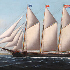 Samuel Finley Morse Badger Oil on Canvas “Portrait of the Three-Masted Schooner Bessie C. Beach”