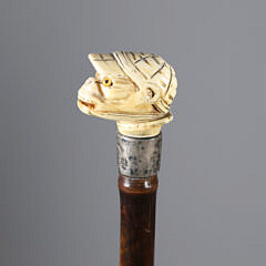 Monkey with Hat Carved Grip Walking Stick, 19th Century