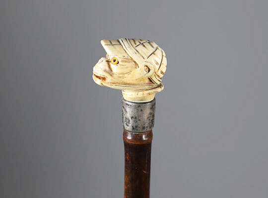 Monkey with Hat Carved Grip Walking Stick, 19th Century
