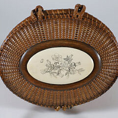 Susan Chase Nantucket Friendship Basket with Scrimshaw Roses on the Lid