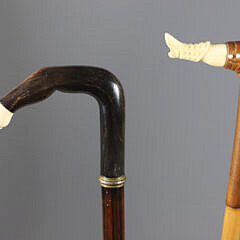 Two Whaler Made Naughty Nelley Walking Sticks, 19th Century