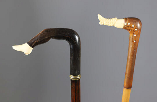 Two Whaler Made Naughty Nelley Walking Sticks, 19th Century