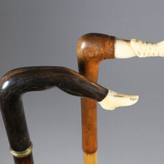 Two Whaler Made Naughty Nellie Canes, 19th Century