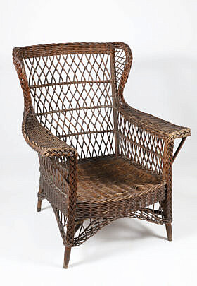 Vintage Heywood Wakefield Wicker Armchair with Maker