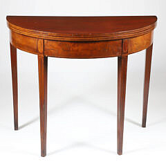Mahogany Half-Round Gateleg Card Table with Line Inlays 19th Century