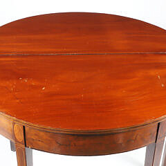 Mahogany Hepplewhite Demi-lune Table with Line Inlays, 19th Century