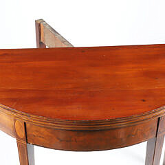 Mahogany Hepplewhite Demi-lune Table with Line Inlays, 19th Century