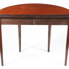 Mahogany Hepplewhite Demi-lune Table with Line Inlays, 19th Century