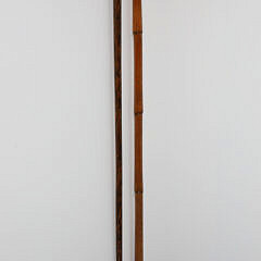 Two Carved Gentlemen Bust Grip Walking Sticks, 19th Century