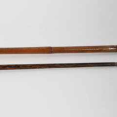 Two Carved Gentlemen Bust Grip Walking Sticks, 19th Century