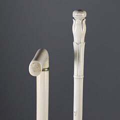 Carved L-Grip Cane and Blooming Fruit Walking Stick, 19th Century