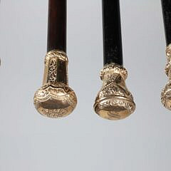 Collection of Four Antique Gold Filled Presentation Walking Sticks, 19th Century