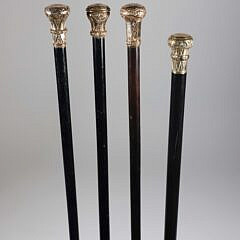 Collection of Four Antique Gold Filled Presentation Walking Sticks, 19th Century