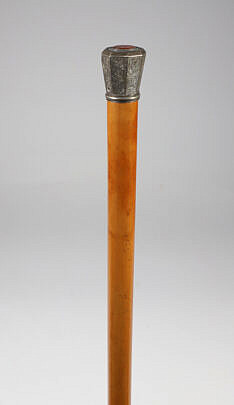 Silver Engraved with Stone Intaglio Grip Walking Stick 19th Century