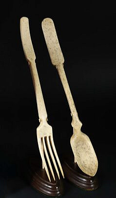 Whaleman Crafted Spoon and Fork 19th Century