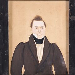 Pair of Anna Swain Nantucket Miniature Portraits of Man and Woman, circa 1832