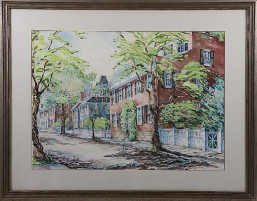William Welch (1947-2018) "Main Street Nantucket", Watercolor on Paper