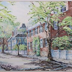 William Welch (1947-2018) “Main Street Nantucket”, Watercolor on Paper