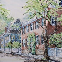 William Welch (1947-2018) “Main Street Nantucket”, Watercolor on Paper