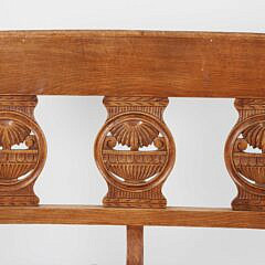Vintage French Fruitwood Rush Seat Settee