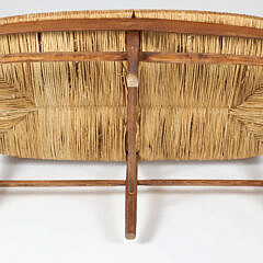 Vintage French Fruitwood Rush Seat Settee