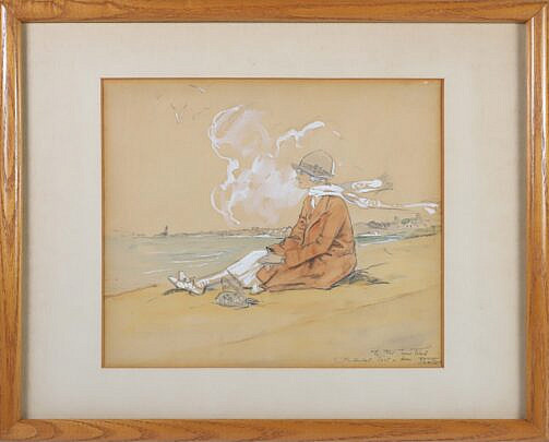 Tony Sarg Pencil and Gouache Portrait of "Mrs. James Ward" of Nantucket, 1925