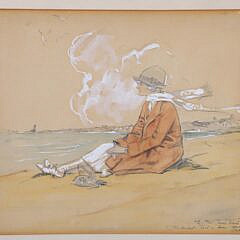 Tony Sarg Pencil and Gouache Portrait of “Mrs. James Ward” of Nantucket, 1925
