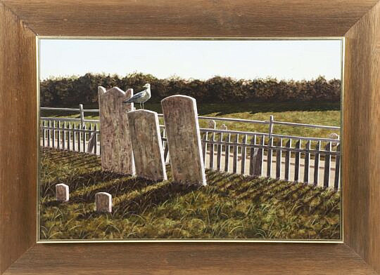 James Cromartie (1944-2016) "Nantucket Cemetery", Acrylic on Masonite