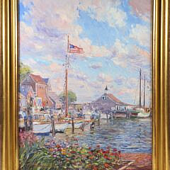 Jan Pawlowski Oil on Canvas "Nantucket Harbor"