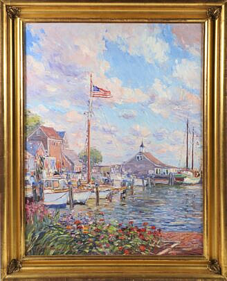 Jan Pawlowski Oil on Canvas "Nantucket Harbor"